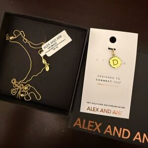Alex and Ani Gold Initial Charm Pendant and Chain